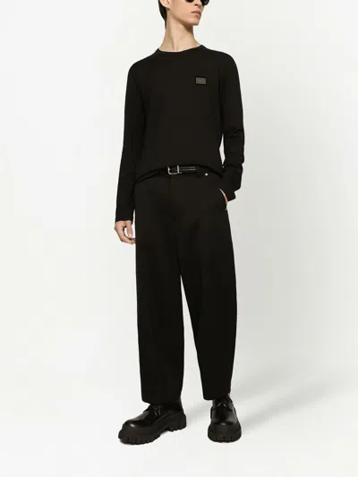 Dolce & Gabbana Logo Plaque Long-sleeve T-shirt In Black