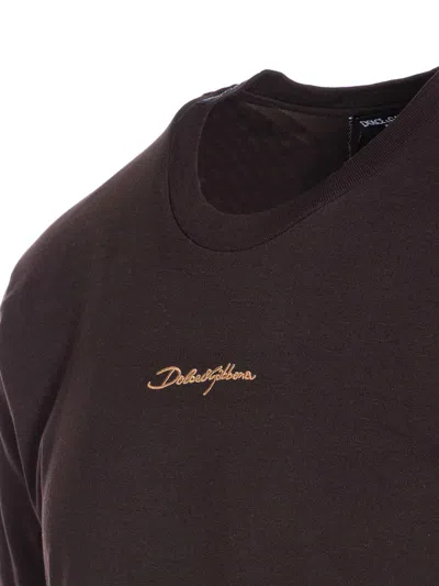 Dolce & Gabbana Dolce&gabbana Men Logo Signature T-shirt In Brown