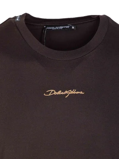 Dolce & Gabbana Dolce&gabbana Men Logo Signature T-shirt In Brown