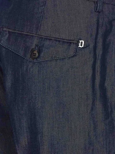 Dondup Tailored Trousers With Front Pleats And Cuffs In Blue