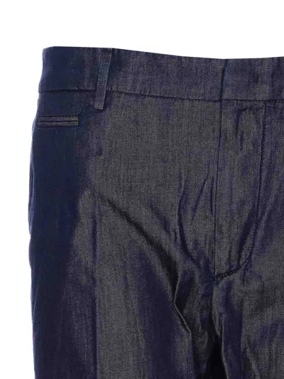 Dondup Tailored Trousers With Front Pleats And Cuffs In Blue