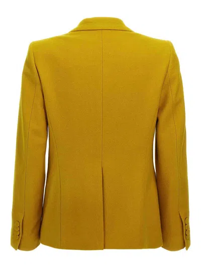 Dries Van Noten 'blazer Double-breasted Tailored Structured Shoulders' In Yellow