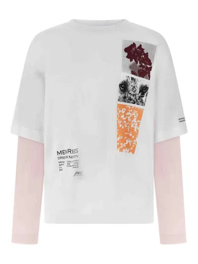 Dries Van Noten Hemmings Printed Double-sleeved T-shirt In White