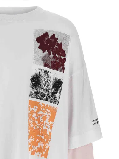 Dries Van Noten Hemmings Printed Double-sleeved T-shirt In White