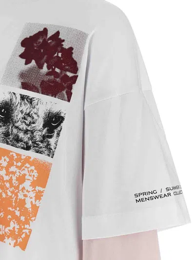 Dries Van Noten Hemmings Printed Double-sleeved T-shirt In White