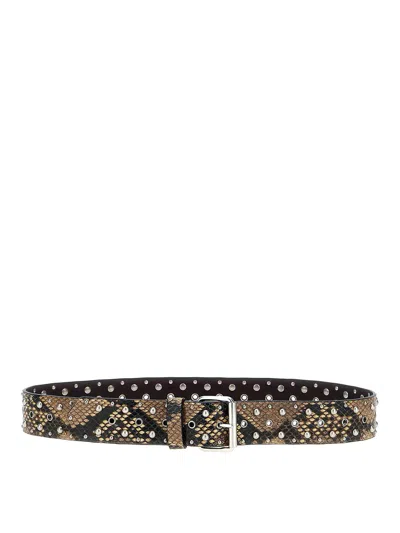 Dries Van Noten Adjustable Snake Print Studded Belt In Animal Print