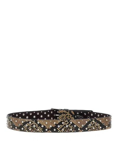Dries Van Noten Adjustable Snake Print Studded Belt In Animal Print