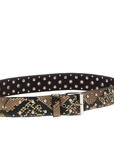 Dries Van Noten Adjustable Snake Print Studded Belt In Animal Print