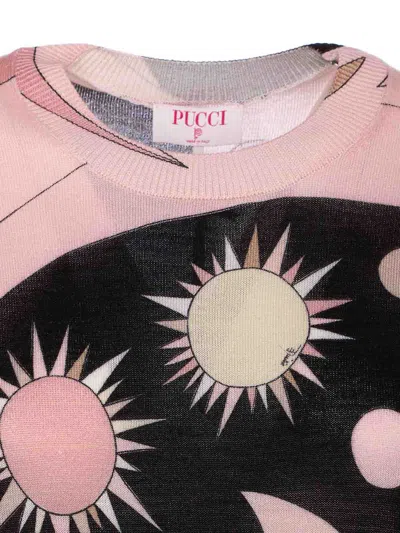 Pucci Crew Neck Graphic Print Relaxed Fit Top In Multi