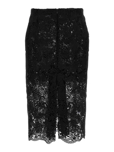 Ermanno Scervino Intricate Lace Effect Skirt With Tulle Lining In Black