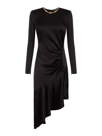 Elisabetta Franchi Chain-embellished Asymmetric Crepe Dress In Black