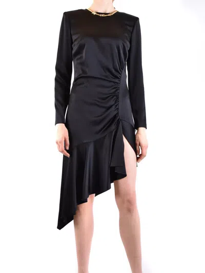 Elisabetta Franchi Chain-embellished Asymmetric Crepe Dress In Black