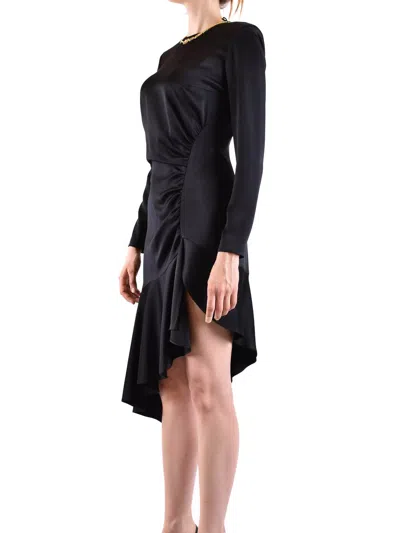 Elisabetta Franchi Chain-embellished Asymmetric Crepe Dress In Black
