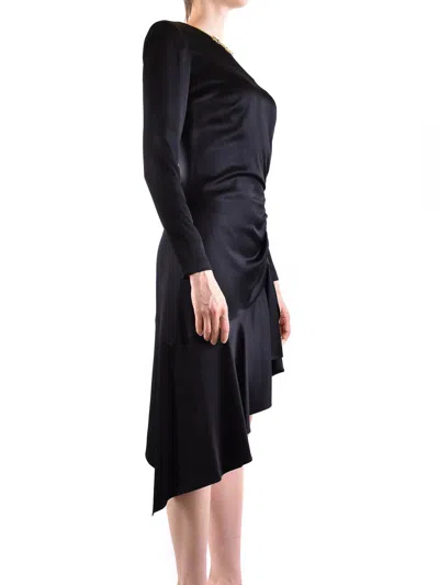 Elisabetta Franchi Chain-embellished Asymmetric Crepe Dress In Black