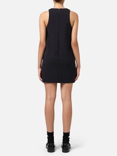 Elisabetta Franchi Boxy Crepe Minidress With Necklace In Black