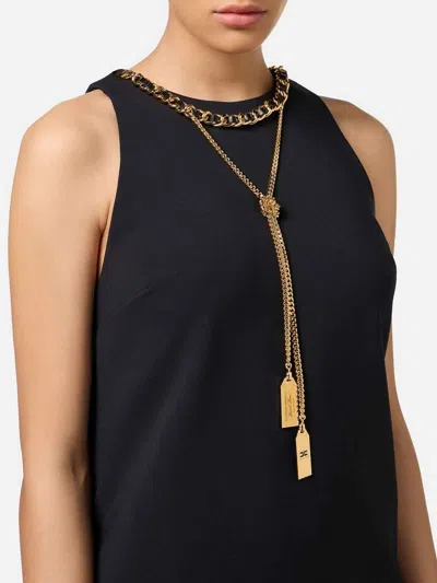 Elisabetta Franchi Boxy Crepe Minidress With Necklace In Black