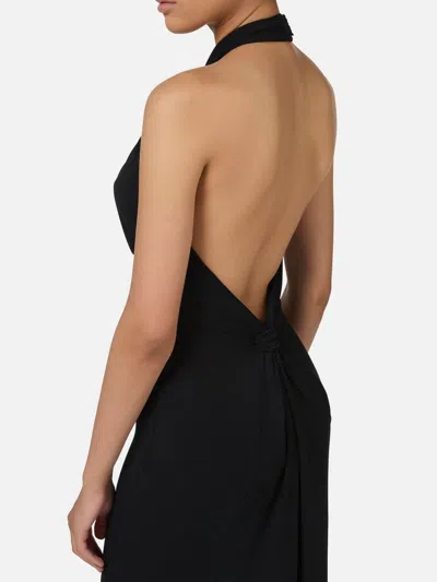 Elisabetta Franchi Knotted Back Halter Neckline Floor-length Dress In Black