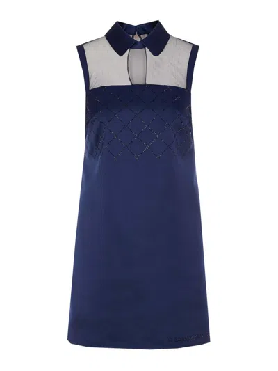 Elisabetta Franchi Blue Dresszip And Hook Closure On The Back In Blue