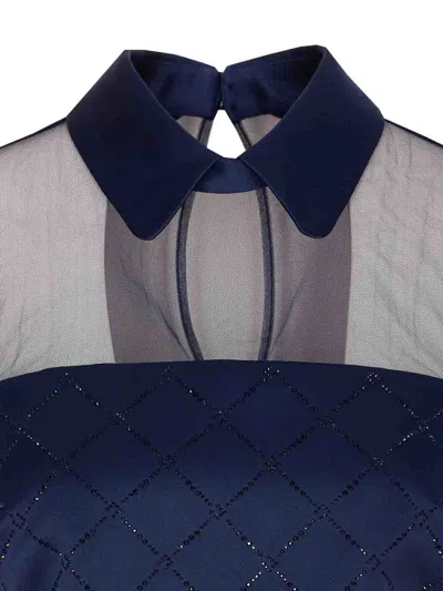 Elisabetta Franchi Blue Dresszip And Hook Closure On The Back In Blue