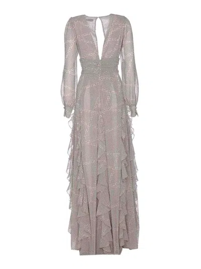 Elisabetta Franchi Red Carpet Georgette Dress With Polka Dots And Ribbons