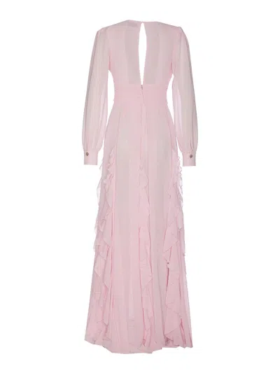 Elisabetta Franchi Red Carpet Dress With Rouches And Split In Pink