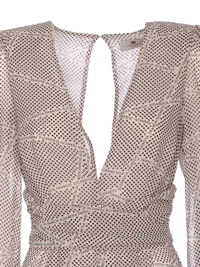 Elisabetta Franchi Red Carpet Georgette Dress With Polka Dots And Ribbons