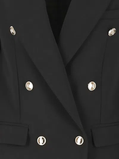 Elisabetta Franchi Crepe Double Breasted Blazer In Black