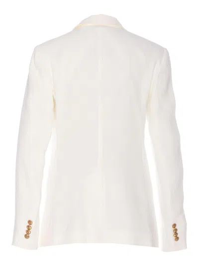 Elisabetta Franchi V-neck Jacket With Notched Lapel And Back Split In White