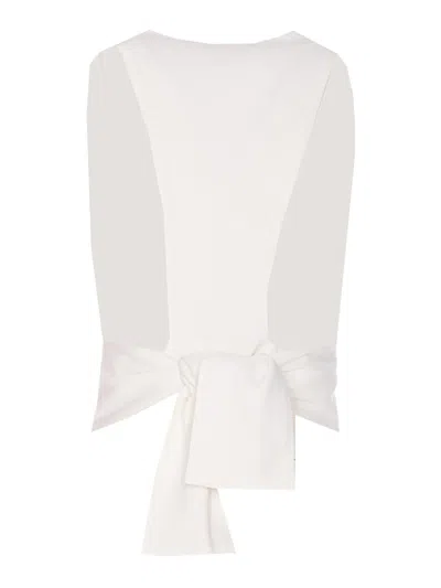 Elisabetta Franchi Sleeveless V-neck Bow Detail Jacket In White