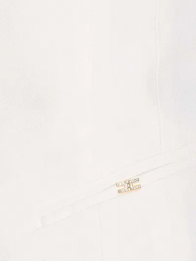 Elisabetta Franchi Sleeveless V-neck Bow Detail Jacket In White