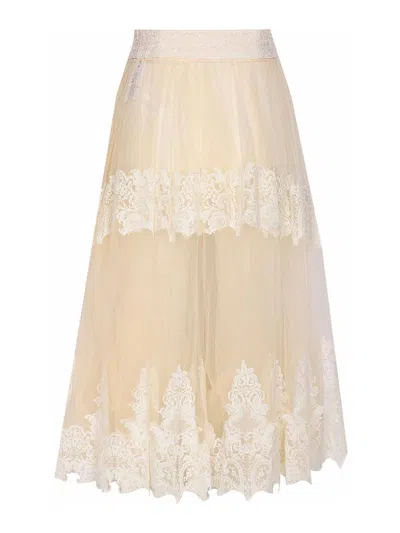 Elisabetta Franchi Couture Skirt Lace Detailing In Pink
