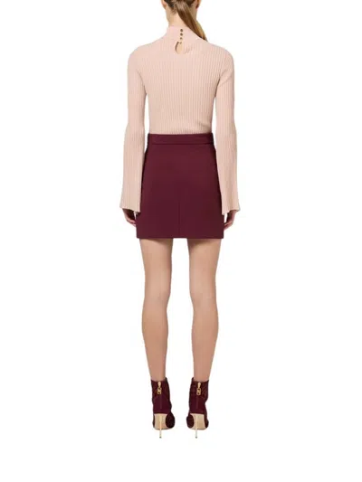 Elisabetta Franchi Chain Detail High-waisted Mini Skirts In Burgundy