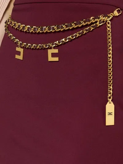 Elisabetta Franchi Chain Detail High-waisted Mini Skirts In Burgundy