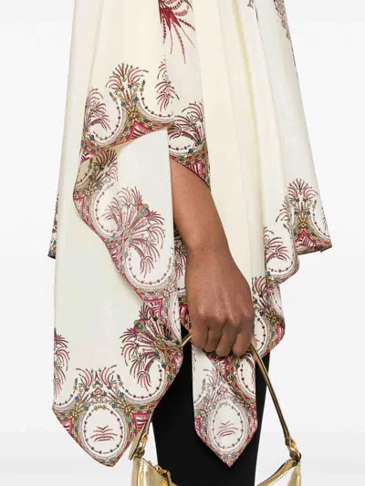 Etro , Silk Poncho Top With Placed Print, Woman, Multicolour In Multi