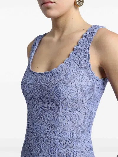 Etro , Etuikleid Mit Paisley-makramee-spitze, Damen, Violett, Grösse 46 In Blue