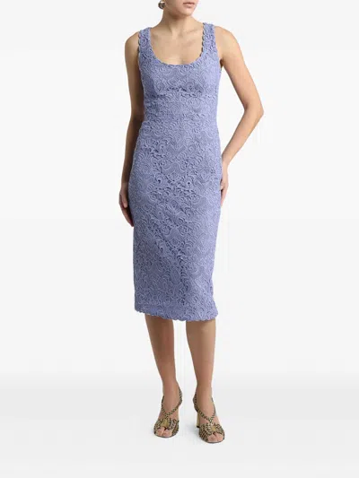 Etro , Etuikleid Mit Paisley-makramee-spitze, Damen, Violett, Grösse 46 In Blue