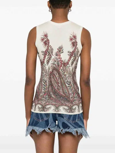 Etro , Silk And Cashmere Top With Placed Print, Woman, Multicolour, Size 44 In Multi