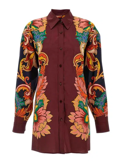 Etro Scarf Shirt In Burgundy