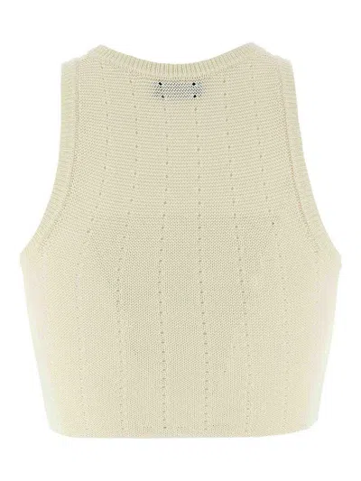 Etro Ivory Knitted Crop Top With Openwork Pattern In Neutral