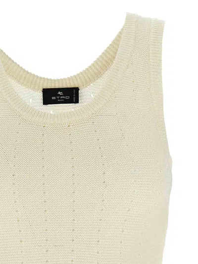 Etro Textured Knit Scoop Neck Sleeveless Top In Neutral