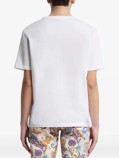Etro Regular Fit T-shirt With Pegasus Embroidery In White