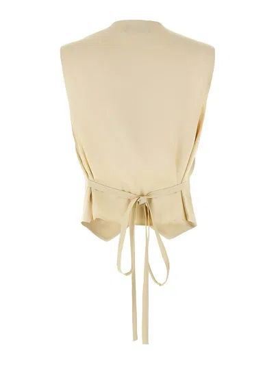 Fabiana Filippi Silk Vest With Adjustable Tie Back In Neutral