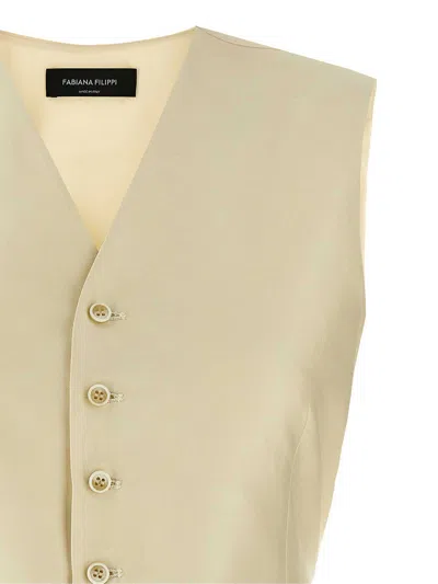 Fabiana Filippi Silk Vest With Adjustable Tie Back In Neutral