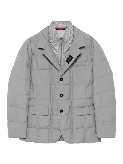 Fay Layered Design Puffer Jacket In Gray