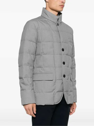 Fay Layered Design Puffer Jacket In Gray