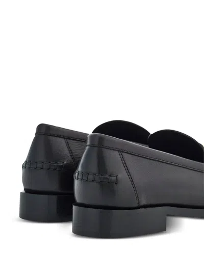 Ferragamo Leather Loafer With Iconic Gancini Detail In Black
