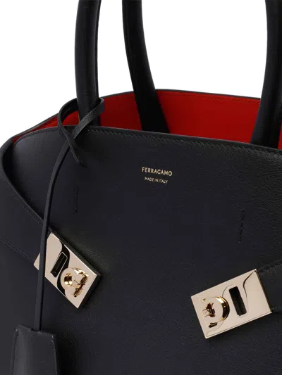 Ferragamo Women Hug Small Leahter Tote Bag In Black