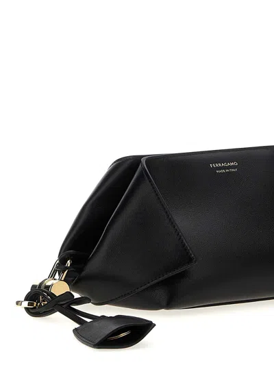 Ferragamo Chain Strap Leather Clutch With Gold-tone Hardware