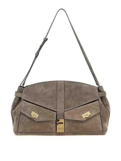 Ferragamo Hug Multipocket L Gray Shoulder Bag