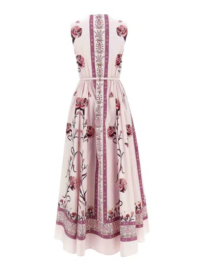 Giambattista Valli Floral Print Sleeveless Belted Midi Dress In Multi